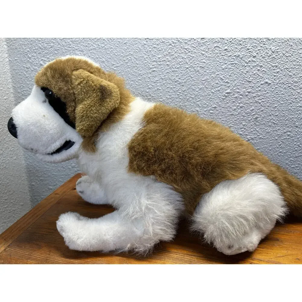 Vintage 26” St Bernard Plush Dog Large Stuffed Animal Made in Hong Kong